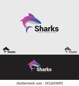 Plantilla vectorial de diseño del logotipo de los tiburones