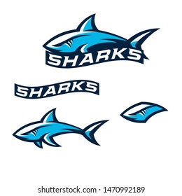Sharks logo, emblem for a sport team.
