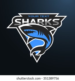 Sharks Logo, Emblem For A Sport Team.