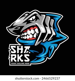 Sharks Mascot logo template for esport and sport team vector Art by Artbot Studio