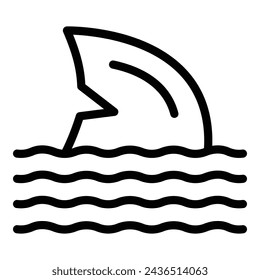 Sharks nearby icon outline vector. Coastline alert. Emergency predator assault