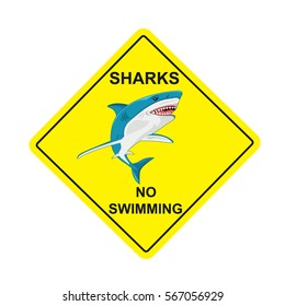 sharks no swimming sign, vector illustration