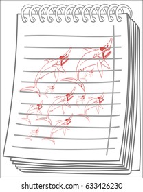 Sharks on notebook background. Free hand drawn. Vector illustration. 