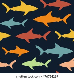 Sharks seamless pattern. Vector illustration