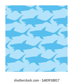 Sharks silhouettes seamless pattern. Elegant seamless pattern with abstract shark symbols, design elements. Can be used for invitations, greeting cards, scrapbooking, print, gift wrap, manufacturing.