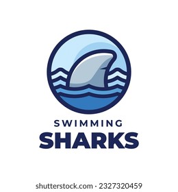 Sharks Swimming Cartoon Icon Mascot Logo Design