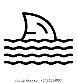 Sharks underwater danger icon outline vector. Beware coastline predator. Dangerous swimming area