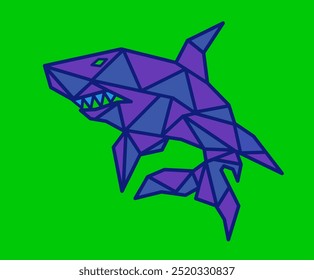 Tiburones. Vector de tiburones. Diseño geométrico de tiburones. Tiburones de fondo verde.