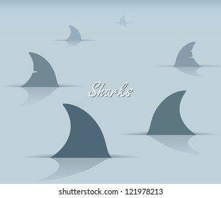Акулы - векторная иллюстрация