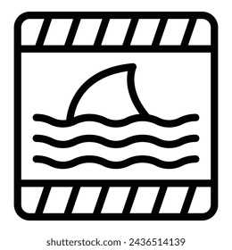 Sharks warning icon outline vector. Marine caution sign. Ocean predator attack