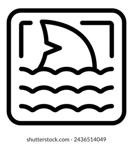 Sharks zone icon outline vector. Dangerous predator area. Aquatic animal hazard