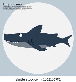 Shark.Vector Cartoon Flat Illustration