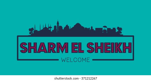 Sharm el Sheikh city skyline typographic illustration vector design