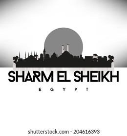 Sharm el Sheikh Egypt, Black Skyline Design, vector illustration.