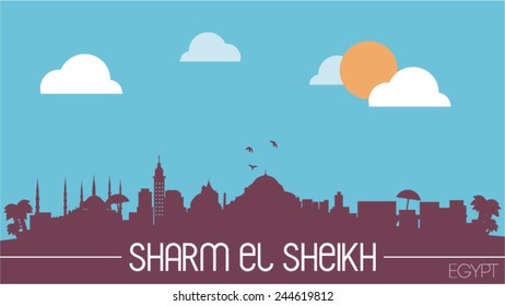 Sharm el Sheikh skyline silhouette flat design vector illustration