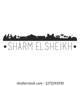 Sharm El Sheiki Egypt. City Skyline. Silhouette City. Design Vector. Famous Monuments.