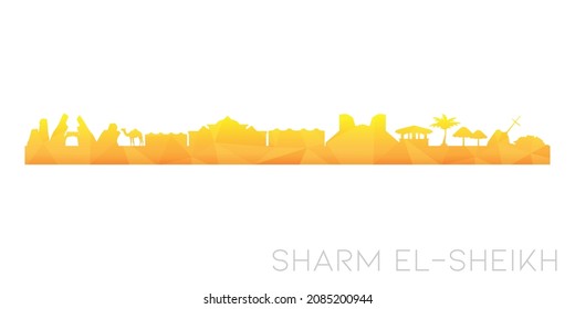 Sharm El-Sheikh, Qesm Sharm Ash Sheikh, Gouverneur des Südsinai, Ägypten Low-Poly-Skyline-Clipart Art City Design. Geometrisches polygonisches grafisches Horizon-Symbol. Vektorgrafik-Symbol.