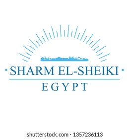 Sharm El-Sheiki Egypt. Banner Design. City Skyline. Silhouette Vector. Famous Monuments.