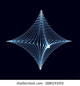 Sharp 3D vector object, like a diamond. Abstract vector element with depth of field. Illustration for your science, digital, biological design.