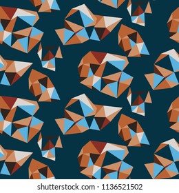 Sharp abstract pattern with composition of geometric shapes. Bold seamless vector pattern in autumn fall colors. Abstract sporty background with shapes in graffiti style. Sporty geometric techno print