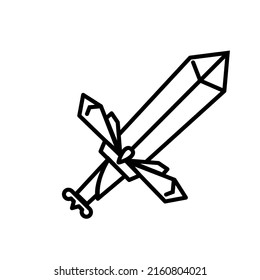 espada de guerra antigua aguda con el concepto de icono de realce mágico y logo