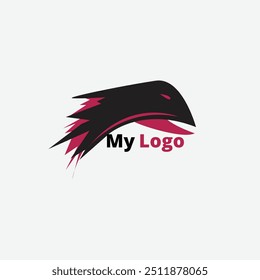 A sharp, angular bird's head in black with red accents, paired with bold "My Logo" text in black and red, conveying strength, speed, and dynamism.