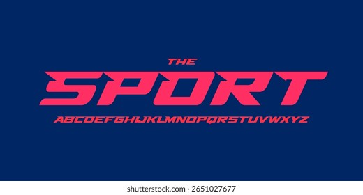 Sharp angular racing sport font, bold italic alphabet, fast slanted typeface for action logo, turbo headline, esports branding, dynamic power typographic design. Vector typeset.