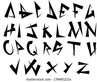 Sharp angular Spike Font Alphabet