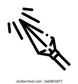 Sharp Arrowhead Archery Icon Thin Line Vector. Metallic Arrowhead, Arrow Steel Detail With Sun Rays Concept Linear Pictogram. Ammunition Monochrome Outline Sign Isolated Contour Symbol Illustration