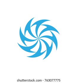 sharp arrows in circle swirl water symbol design logo vector