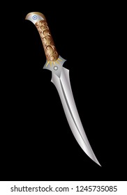Sharp assassin knife on a black background vector illustration