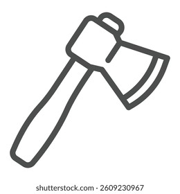 Sharp axe line icon, forest industry concept. Vector graphics. Firewood crack tool, wood work sign on white background, outline style icon for mobile or web design