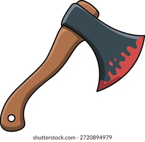 Sharp axe tool icon with wooden handle and metal blade, suitable for horror themes, survival content, game assets, Halloween posters, warning signs, and dramatic visual storytelling.
