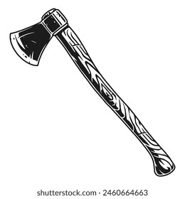 Sharp ax emblema vintage monocromo con herramienta kisa para cortar troncos durante la construcción de edificios de madera Ilustración vectorial