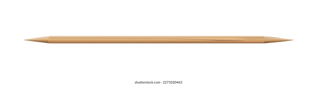 Destitución de madera de bambú afilada para los dientes. Ilustración vectorial realista de bambú desechable de madera, delgada y larga, de doble cara aislada en fondo blanco.