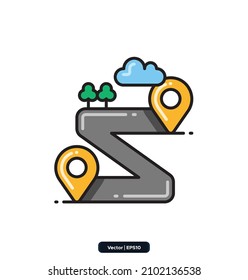 sharp bend icon. map and navigation icons. Icons included Maps, location and navigation icons. Collection of high quality vector icons. 