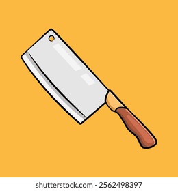 Sharp butcher knife with wooden handle