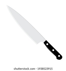 Sharp Chef's kitchen knife isolated on white background. Vector