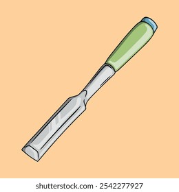 Sharp chisel illustration isolated on orange background