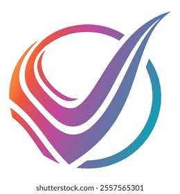 A sharp, colorful checkmark icon for indicating correctness or accomplishment in a modern visual style.
