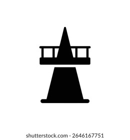 Torre de cone afiada com plataforma elevada e base resistente