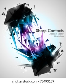 Sharp Contacts, 3d Abstract Shapes Background.