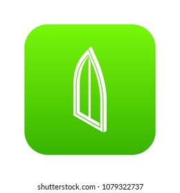 Sharp corner window frame icon green vector isolated on white background