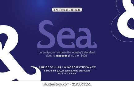 sharp corners of the font and wavy like ocean waves. vector font introduction
