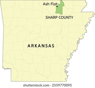 Sharp County and city of Ash Flat location on Arkansas state map