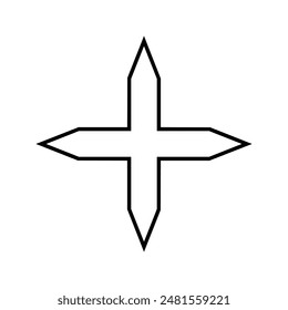 Sharp cross icon, simple symbol, outline shape