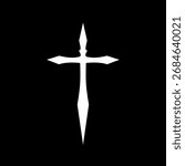 Sharp cross symbol vector minimalist design