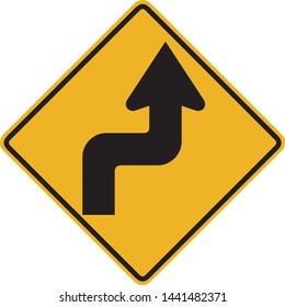 Sharp Curve Ahead Road Sign