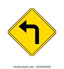 Sharp curve to left, traffic sign, vector illustration