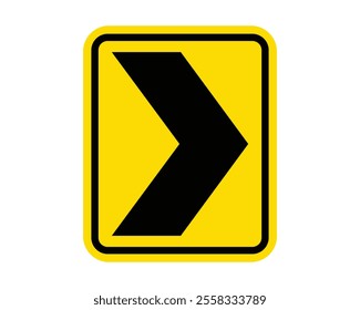 Sharp Curve to Right Warning Sign Featuring a Yellow Diamond Shape with Black Arrow, Indicating an Upcoming Sharp Right Turn, Available as a Vector File